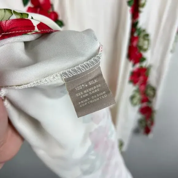 Hilo Hattie Cream Hawaiian Floral Silk Midi Dress Size L NWT - Picture 7 of 7